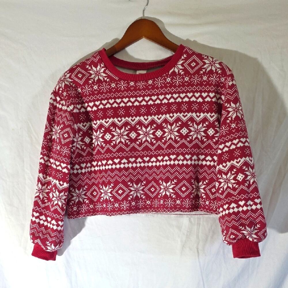 FabKids Festive Red and White Sweater Girls XL 14 Christmas Winter School Crop